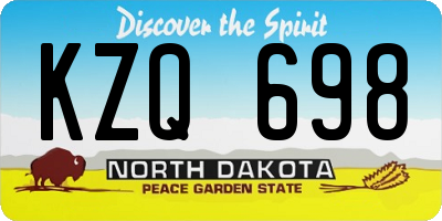ND license plate KZQ698