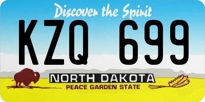 ND license plate KZQ699