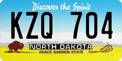 ND license plate KZQ704