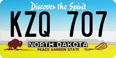 ND license plate KZQ707