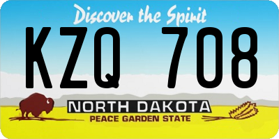 ND license plate KZQ708