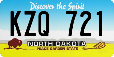 ND license plate KZQ721