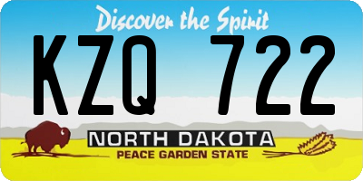 ND license plate KZQ722