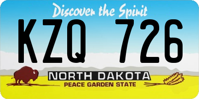 ND license plate KZQ726