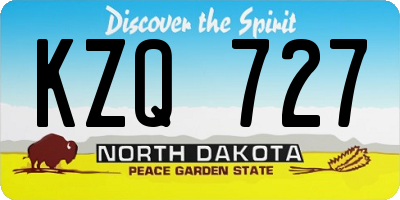 ND license plate KZQ727