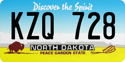 ND license plate KZQ728