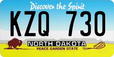 ND license plate KZQ730