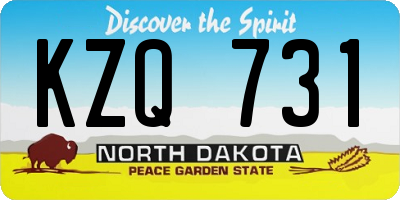 ND license plate KZQ731