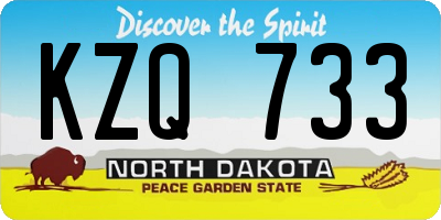 ND license plate KZQ733