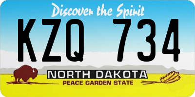 ND license plate KZQ734