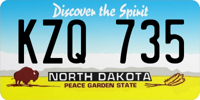 ND license plate KZQ735