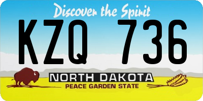 ND license plate KZQ736