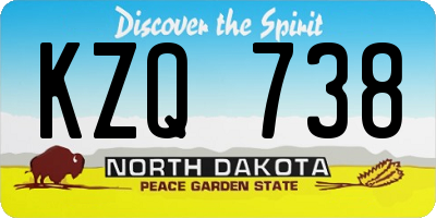 ND license plate KZQ738