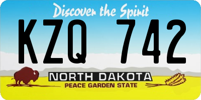 ND license plate KZQ742