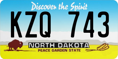 ND license plate KZQ743