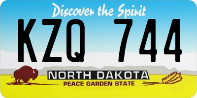 ND license plate KZQ744