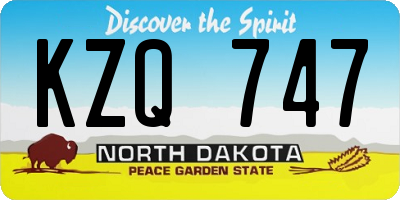 ND license plate KZQ747