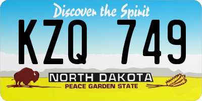 ND license plate KZQ749