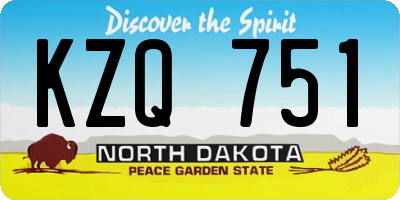 ND license plate KZQ751