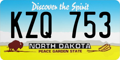 ND license plate KZQ753