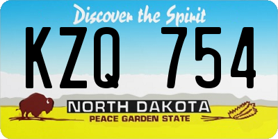 ND license plate KZQ754