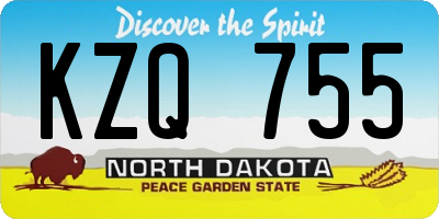 ND license plate KZQ755