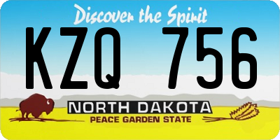 ND license plate KZQ756