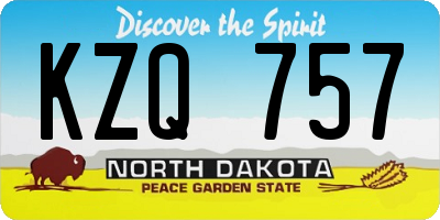 ND license plate KZQ757