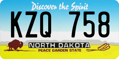 ND license plate KZQ758