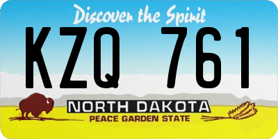 ND license plate KZQ761