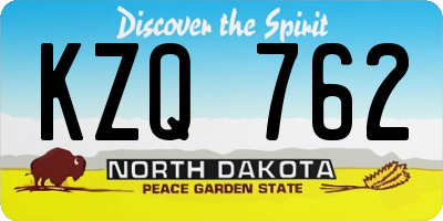 ND license plate KZQ762