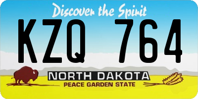 ND license plate KZQ764