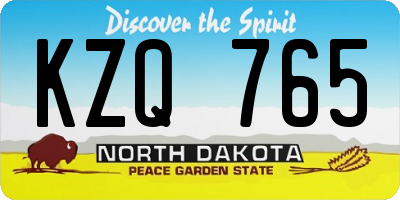 ND license plate KZQ765