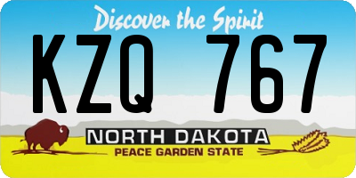 ND license plate KZQ767