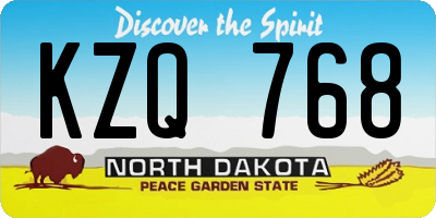 ND license plate KZQ768