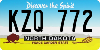 ND license plate KZQ772