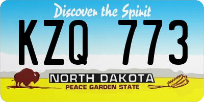 ND license plate KZQ773
