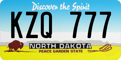 ND license plate KZQ777