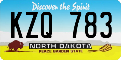 ND license plate KZQ783