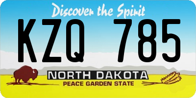 ND license plate KZQ785