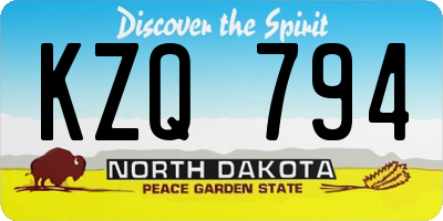 ND license plate KZQ794