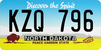 ND license plate KZQ796