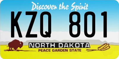 ND license plate KZQ801