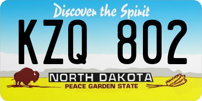 ND license plate KZQ802
