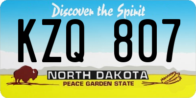 ND license plate KZQ807