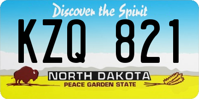 ND license plate KZQ821