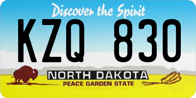 ND license plate KZQ830