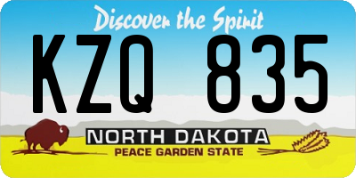 ND license plate KZQ835