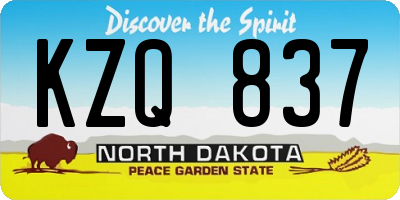 ND license plate KZQ837