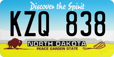 ND license plate KZQ838